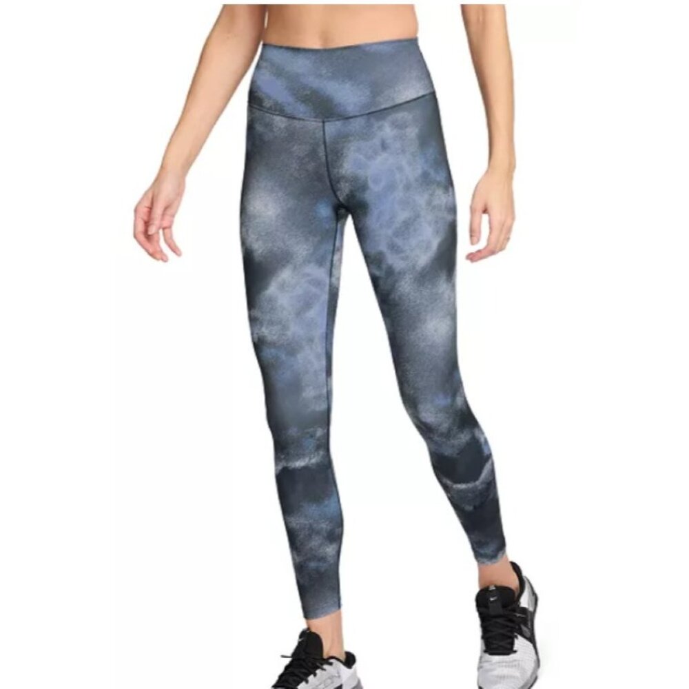 Nike One Women's High-Waisted 7/8 Printed Leggings Size XL in Blue